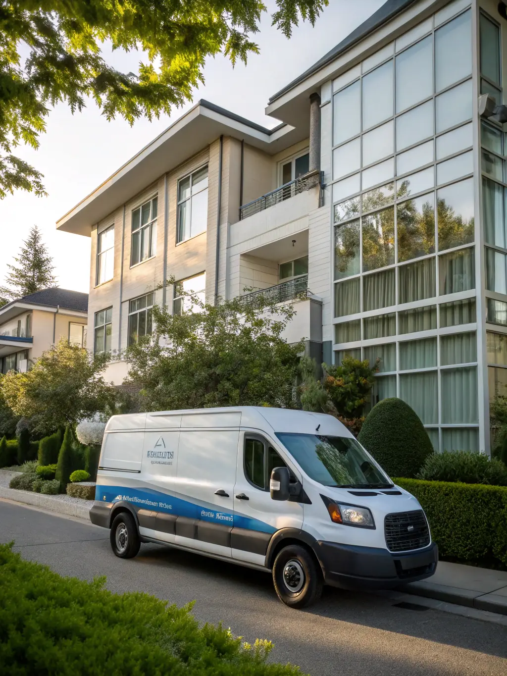 A Denver Pressure Washing van parked neatly in front of a well-maintained home, showcasing professionalism and reliability.